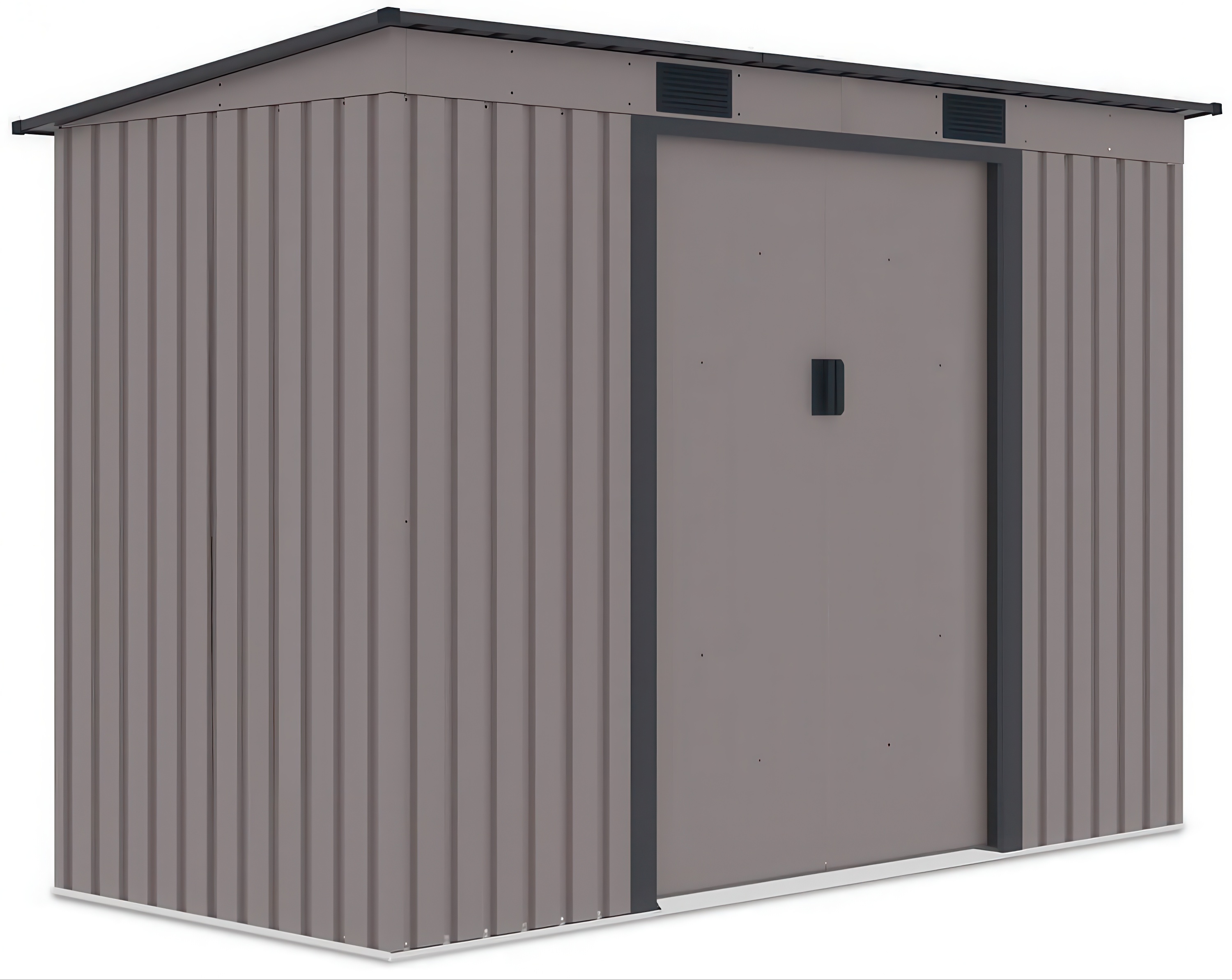 Widok z boku metalowego domku narzędziowego OREGON o wymiarach 261x121cm