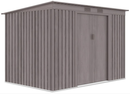 Widok z boku metalowego domku narzędziowego OREGON o wymiarach 261x181cm