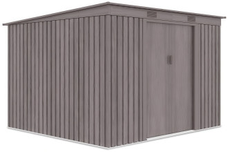 Widok z boku metalowego domku narzędziowego OREGON o wymiarach 261x241cm