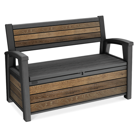 Zahradní box/lavička Keter Deco 227L, ořechové dřevo