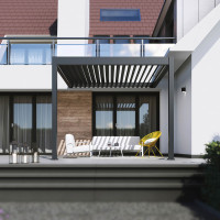 Automatická nástěnná pergola s LED osvětlením 3x3 ELEGANCE WALL AUTOMATIC, antracit - Gutroof