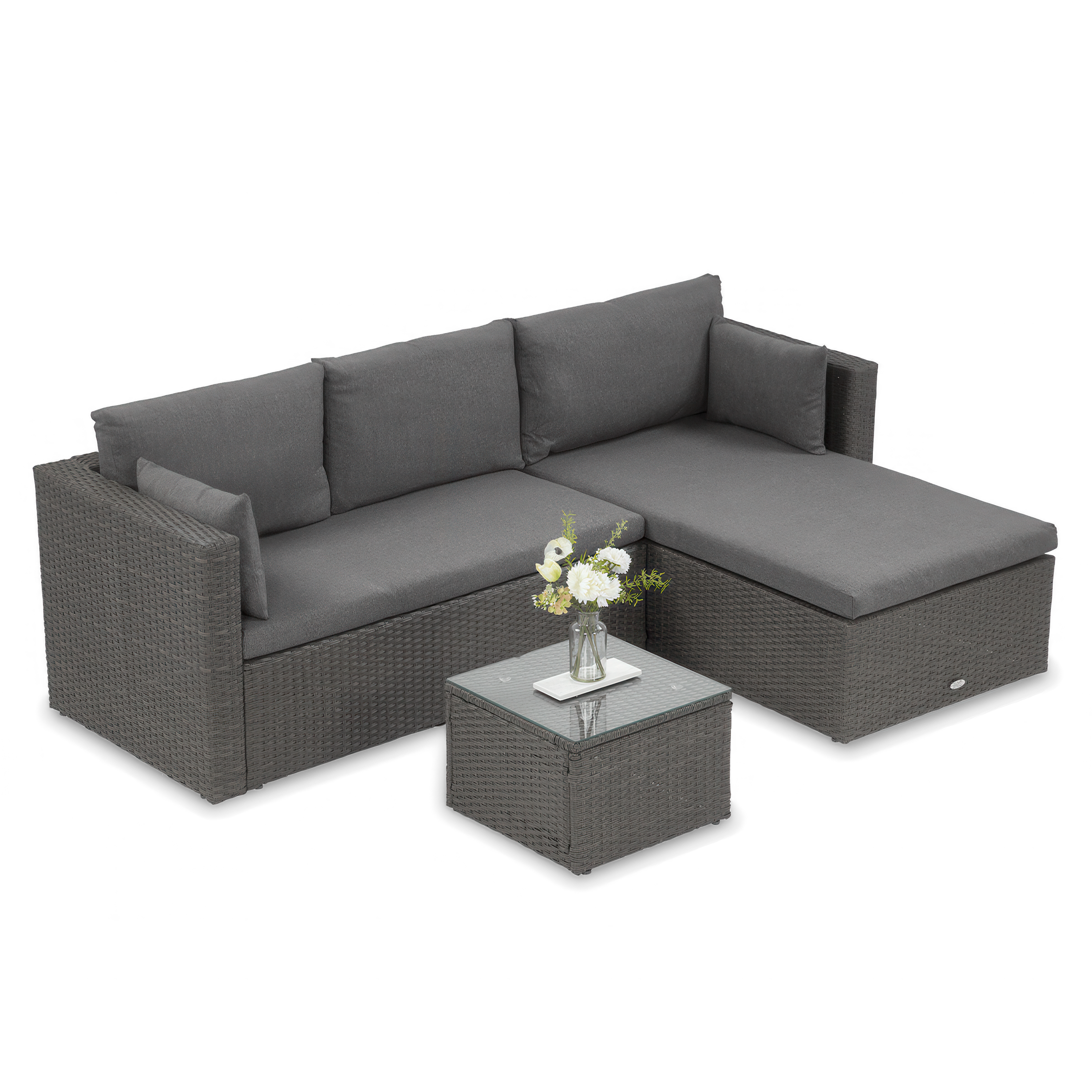 Technorattanová rohová pohovka Lizbona Graphite - FOCUS GARDEN