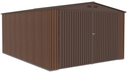 Kovový zahradní domek/garáž Kingston 380x480 ořech - HARDMAISTER