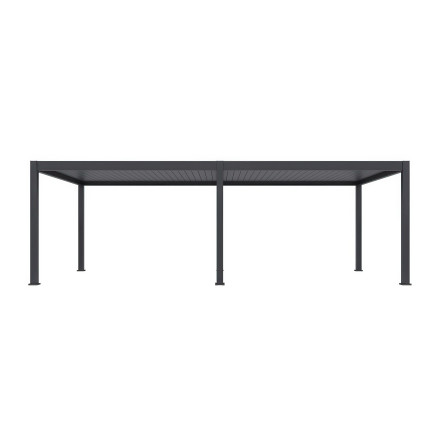 Elektrická hliníková pergola Gutroof DELUXE PRO 4x8 m v šedém provedení z čelního pohledu