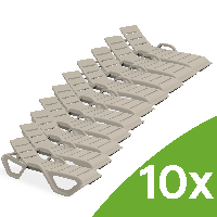 Sestava 10 zahradních lehátek MONOBLOCK Taupe New - Bjorkka