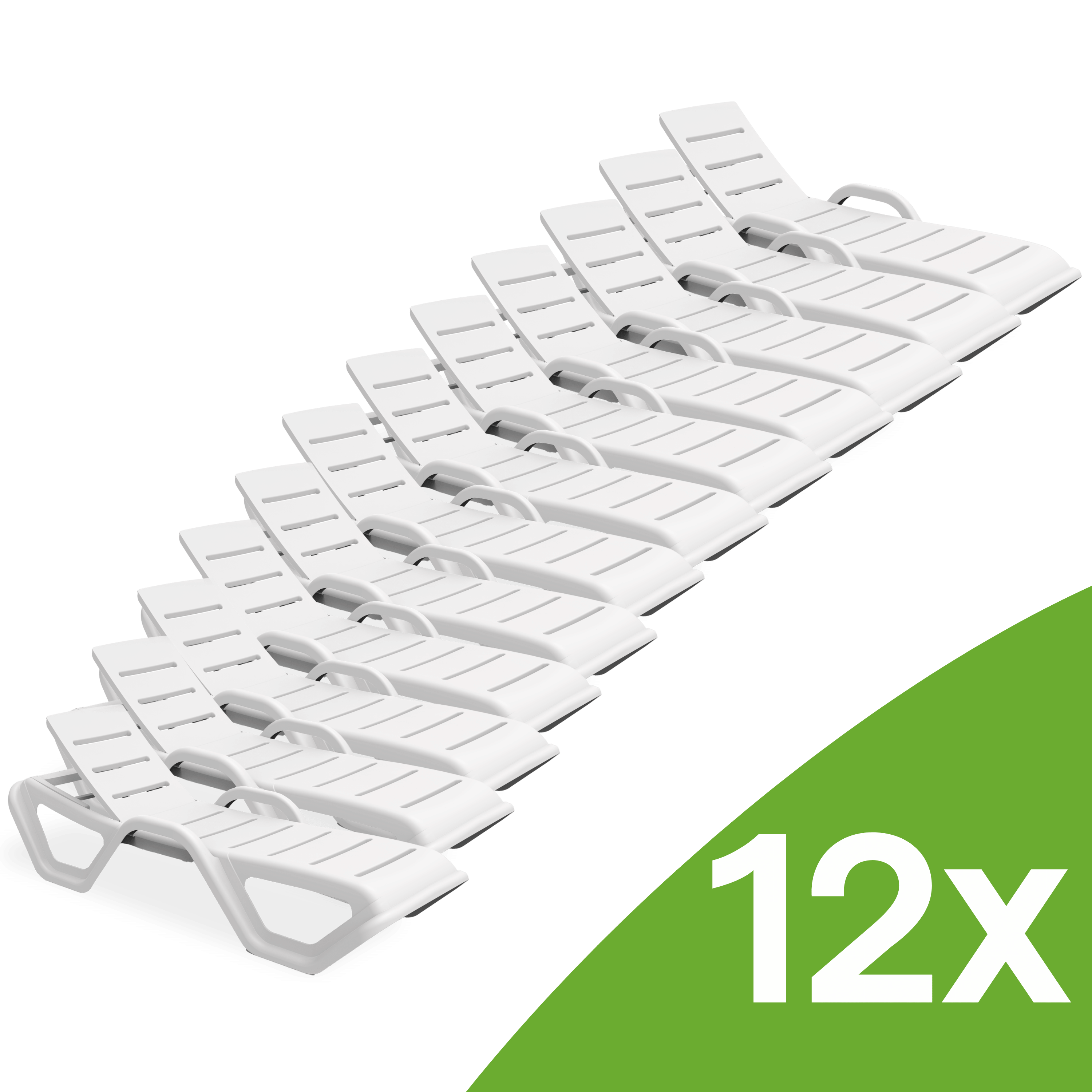 Sada 12 terasových lehátek MONOBLOCK White New - Bjorkka