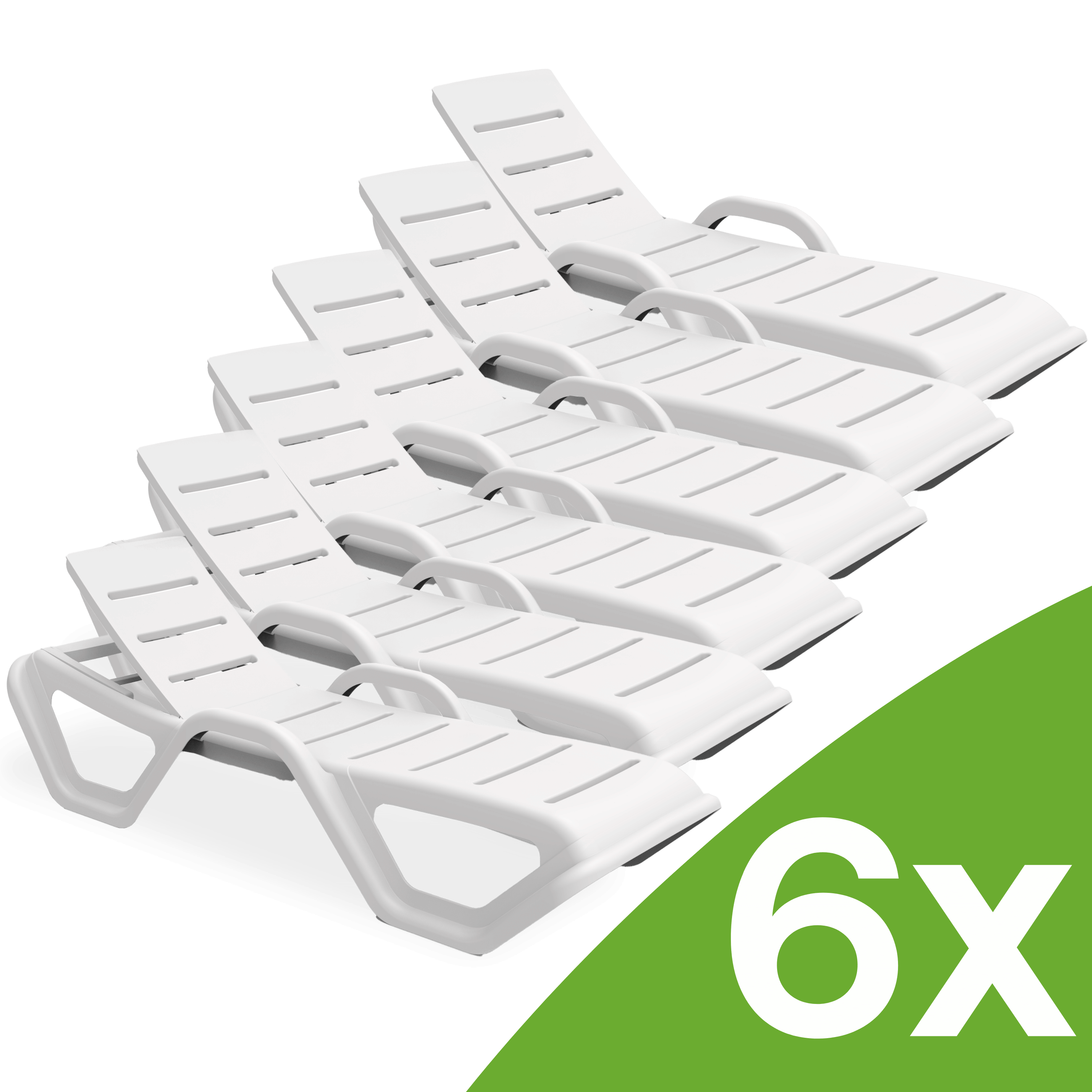 Sada 6 zahradních lehátek MONOBLOCK White New - Bjorkka