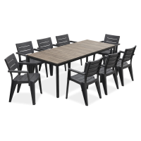 Zahradní jídelní set JULIE/PORTO 8+1 Graphite Ashwood Black Steel - Keter