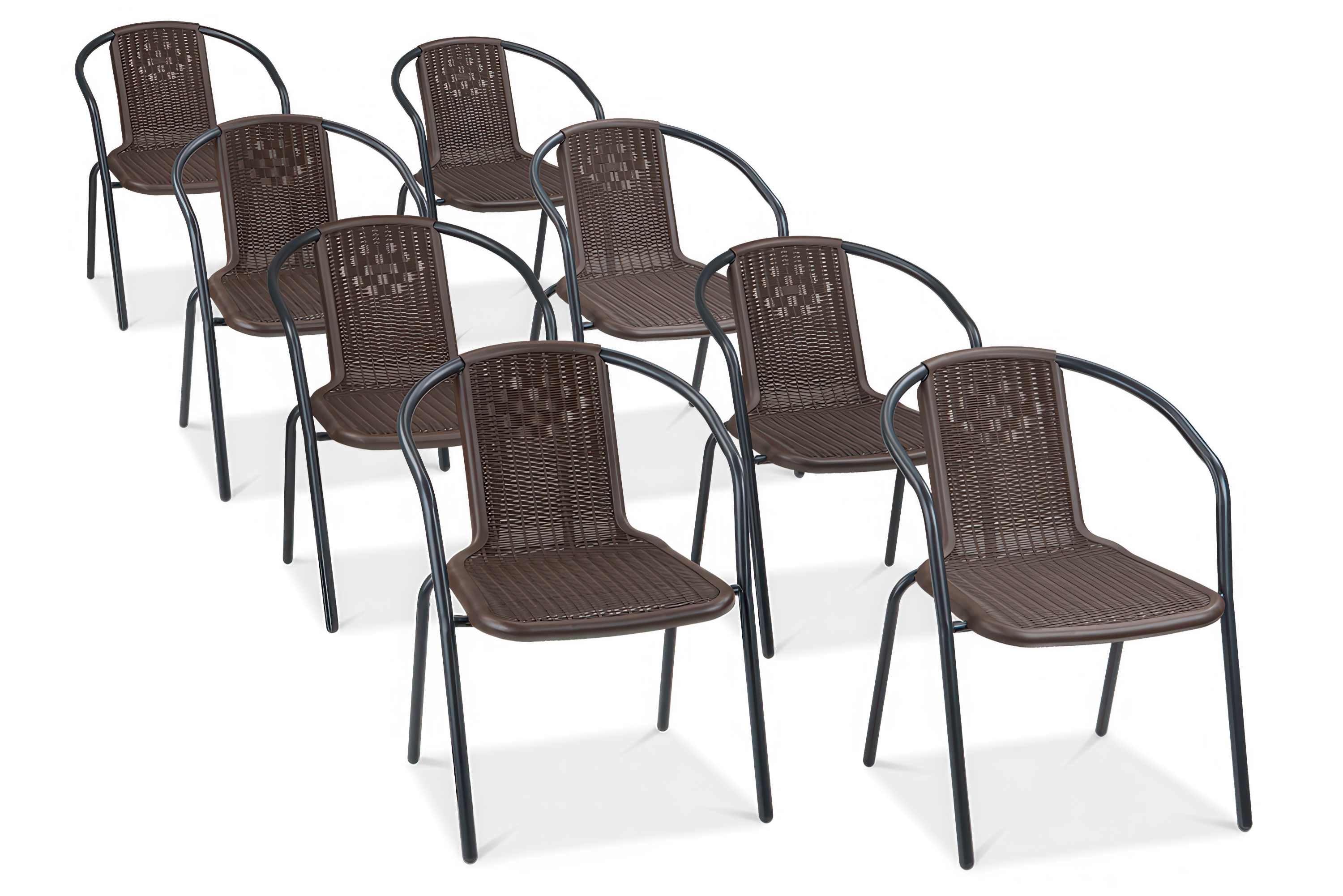 Zestaw krzeseł ogrodowych Simple Brown 8 sztuk Focus Garden bez tła PNG