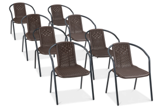 Zestaw krzeseł ogrodowych Simple Brown 8 sztuk Focus Garden bez tła PNG