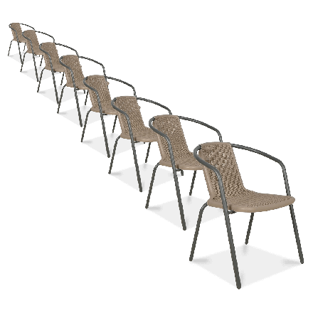 Zestaw krzeseł ogrodowych Simple Cappuccino 8 sztuk Focus Garden bez tła PNG