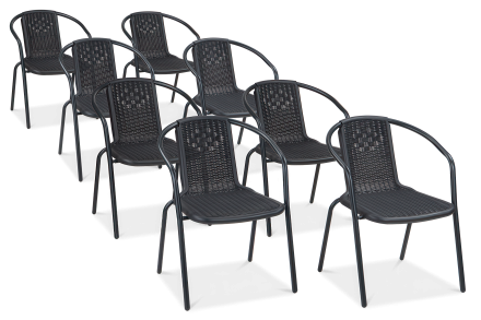 Zestaw krzeseł ogrodowych Simple Graphite 8 sztuk Focus Garden bez tła