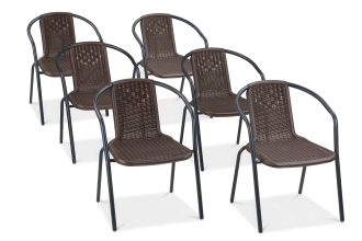 Zestaw krzeseł tarasowych Simple Brown 6 sztuk Focus Garden bez tła PNG