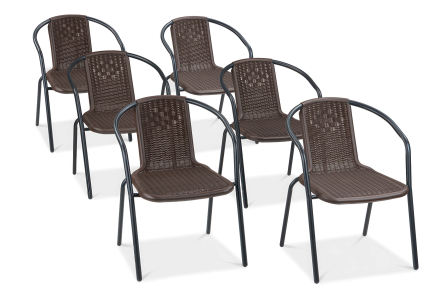 Zestaw krzeseł tarasowych Simple Brown 6 sztuk Focus Garden bez tła PNG