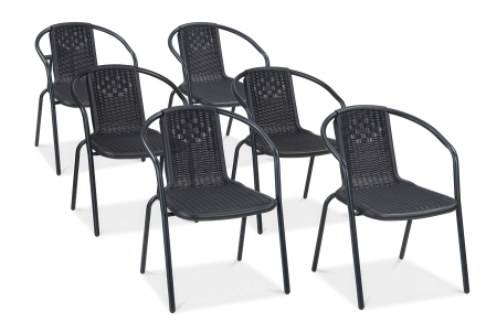 Zestaw krzeseł tarasowych Simple Graphite 6 sztuk Focus Garden bez tła PNG