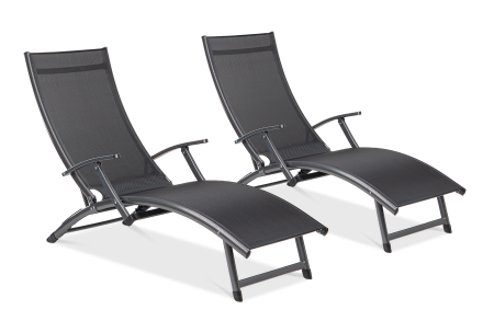 Zestaw leżaków ogrodowych aluminiowych Relax Black 2 sztuki Focus Garden