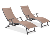 2x hliníkové zahradní lehátko RELAX Taupe