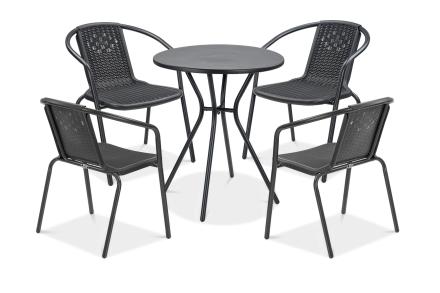 Zestaw mebli ogrodowych komplet balkonowy Simple 4+1 graphite - FOCUS GARDEN