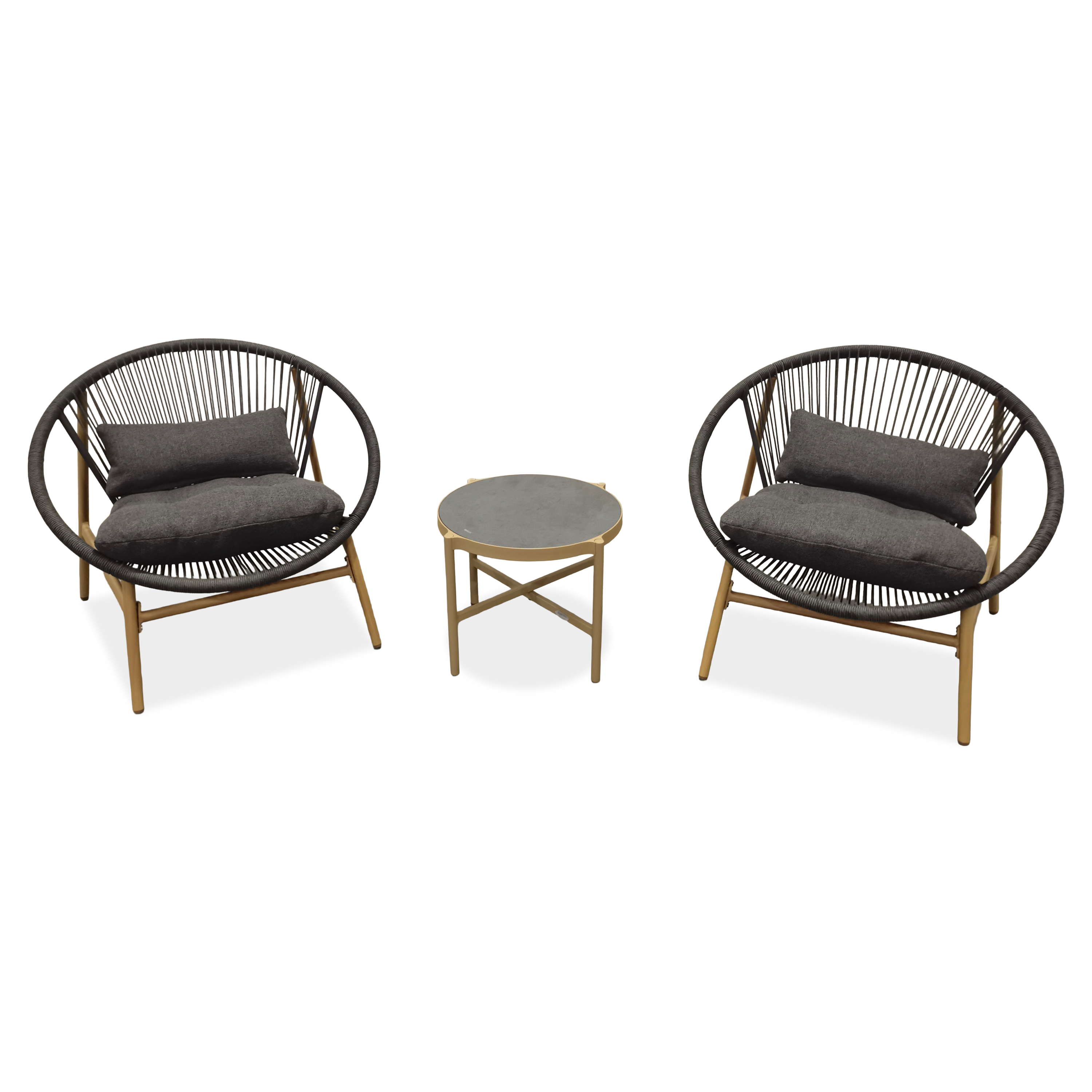 Sada zahradního nábytku GALLA 2+1 Dark Grey - Bjørkka