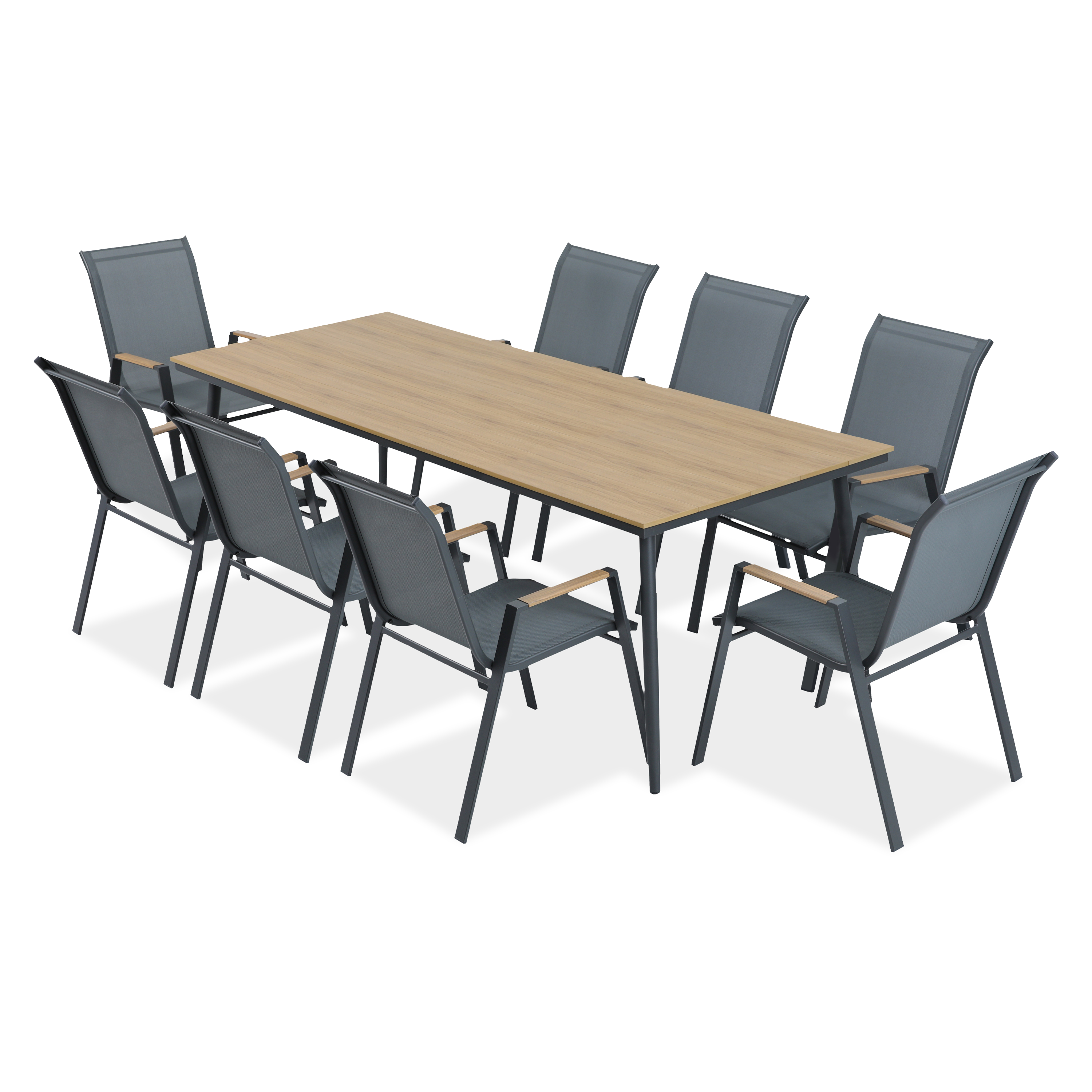 Zahradní jídelní sestava NOVA DINING 8+1 tmavě šedá - Bjørkka