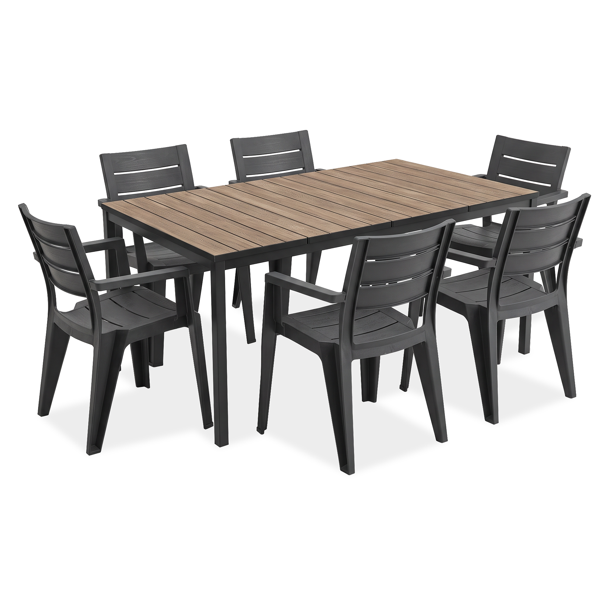 Jídelní set JULIE/PORTO 160 6+1 Graphite Black Ashwood - Keter