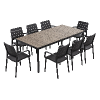 Jídelní set PORTO 200 8+1 Graphite Black Ashwood - Keter