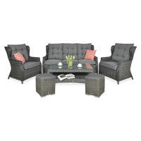 Technorattanová sada TRIVENTO 3 + PUFY Dark Grey