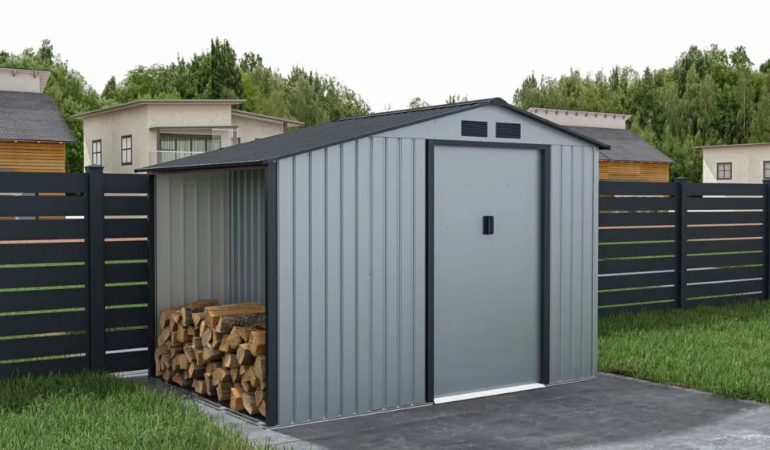 Zahradní domek s kůlnou MADISON 278x191cm světle šedý - Hardmaister