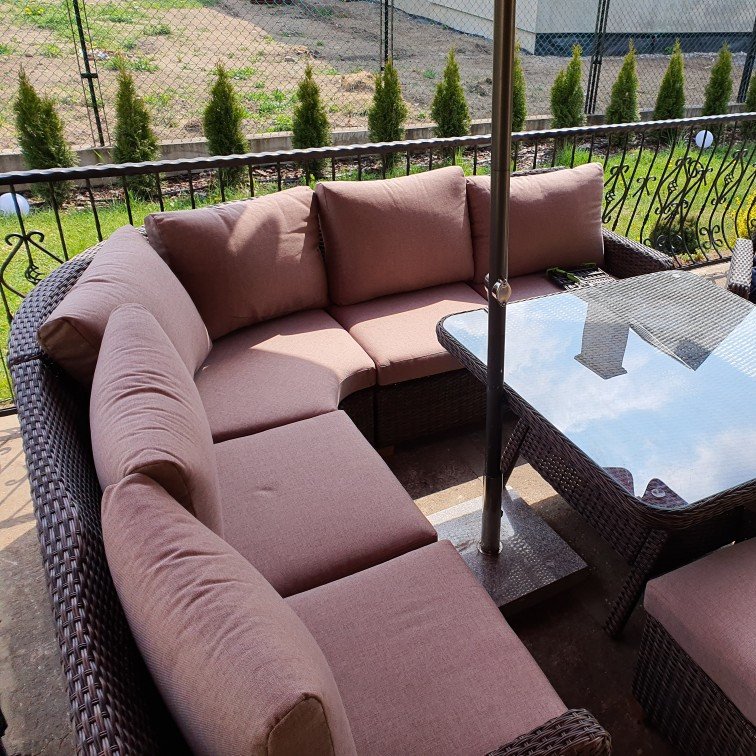 Ratanový zahradní set Toledo Dining Brown s křeslem fotografie realizace 1