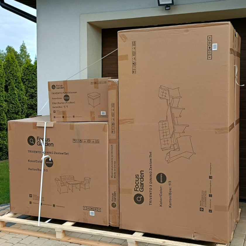 Zahradní sestava Trivento 3 Dining s pufy, hnědá fotografie realizace 1