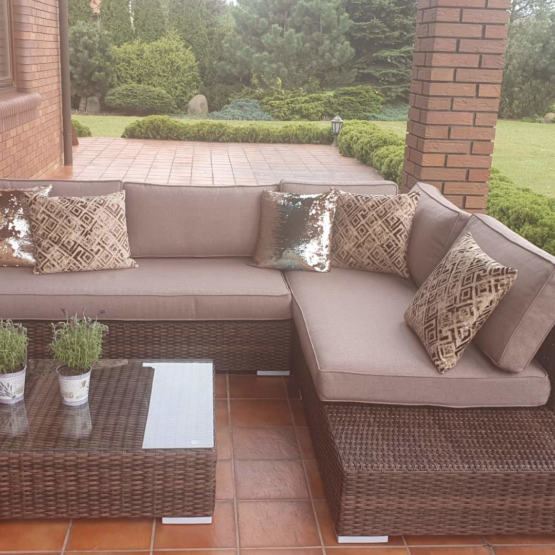 Zahradní rohová sestava z umělého ratanu VERONA Brown fotografie realizace 1