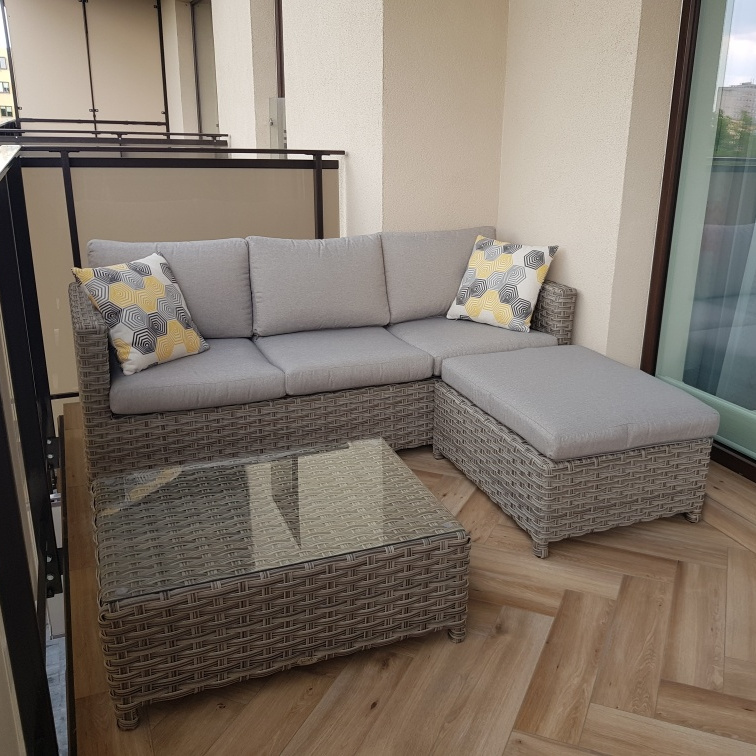 Zahradní rohová sestava Bjørkka Marco Caffe Beige fotografie realizace 2