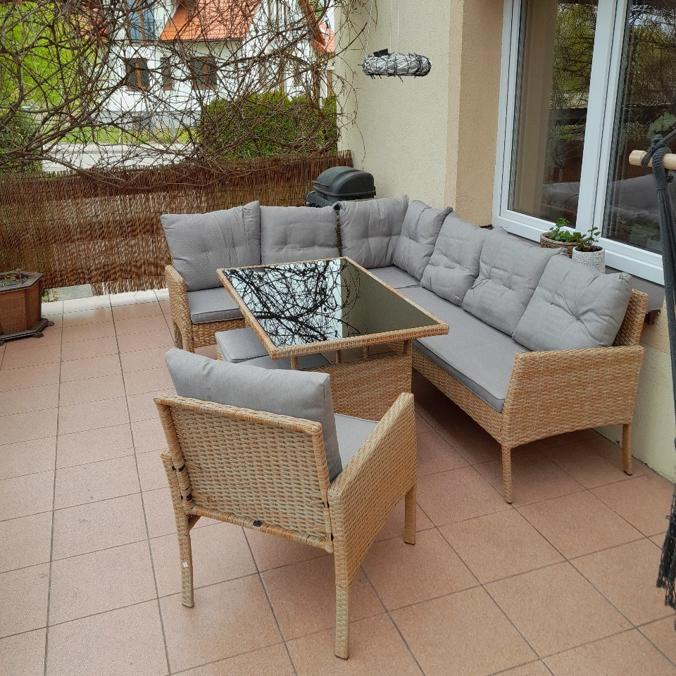 Zahradní rohová sestava Bjørkka CORTINA Beige fotografie realizace 1