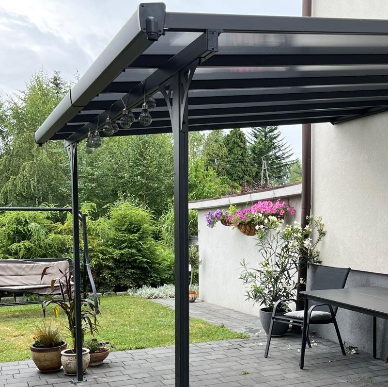 Hliníková pergola Hardmaister Atlanta 3,7x3 m šedá fotografie realizace 3