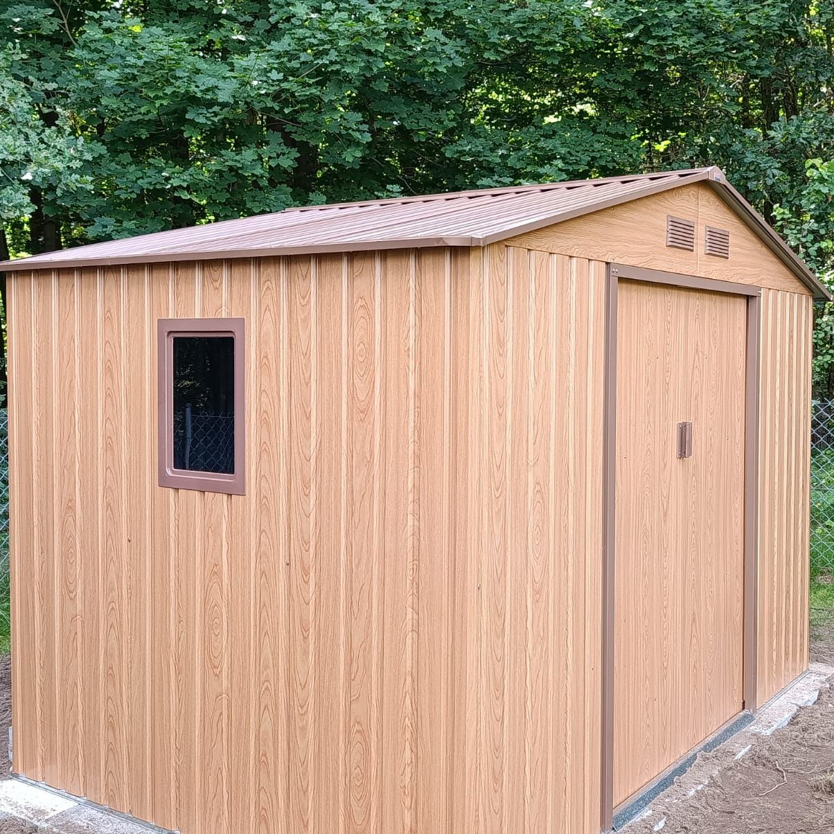 Kovový zahradní domek HUDSON 277x191 cm Dub hnědý fotografie realizace 4