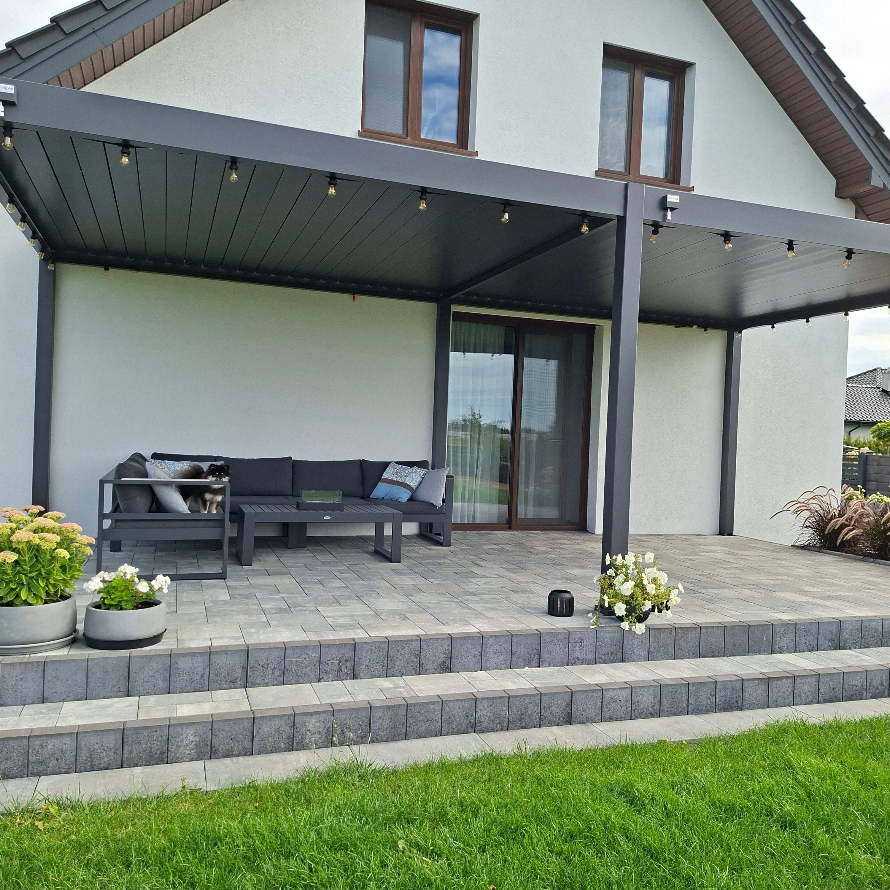 Hliníková pergola Gutroof DELUXE 3,6x7,2 m antracit fotografie realizace 7