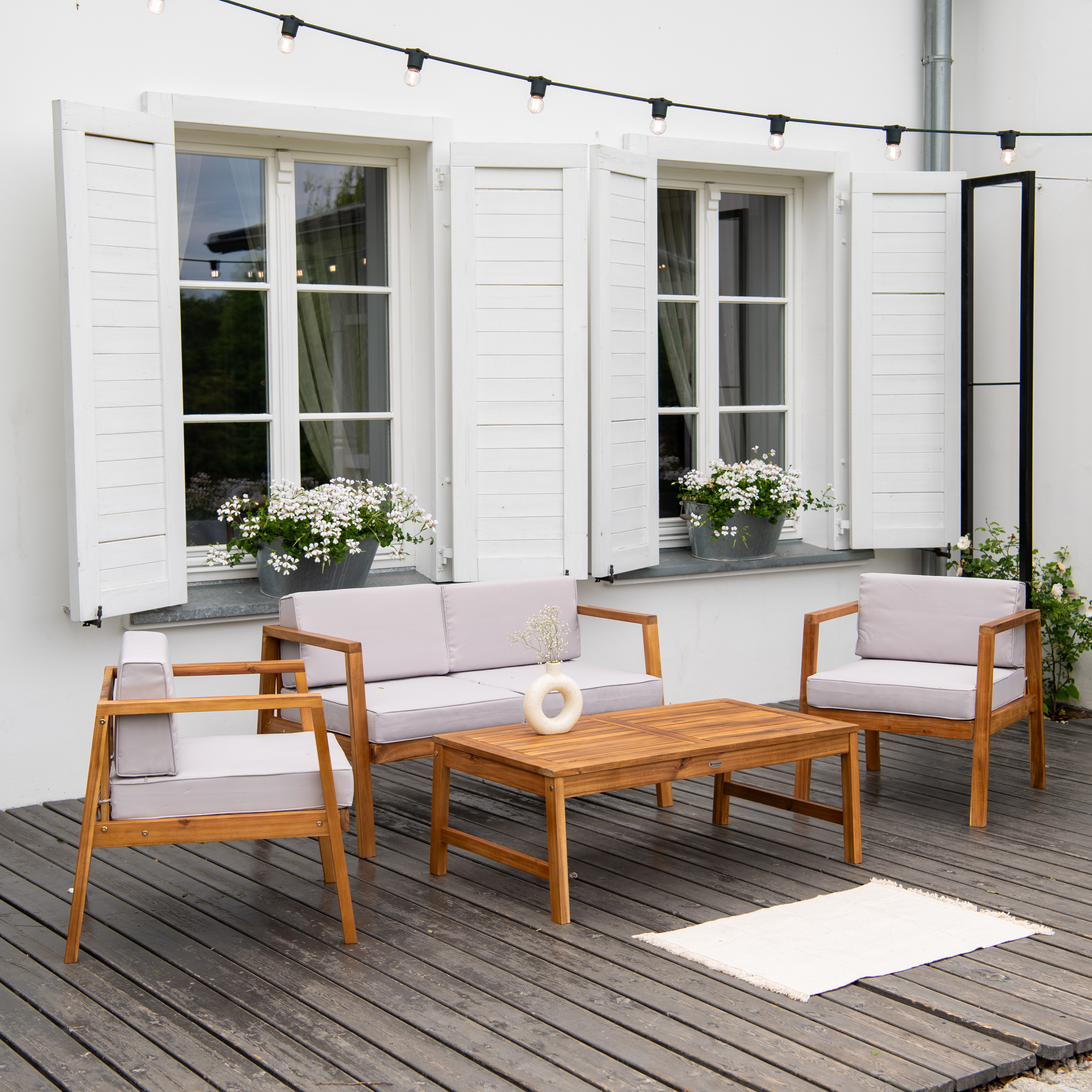 Sestava zahradního nábytku MALMO CAFFE Acacia Wood - Bjørkka fotografie realizace 2