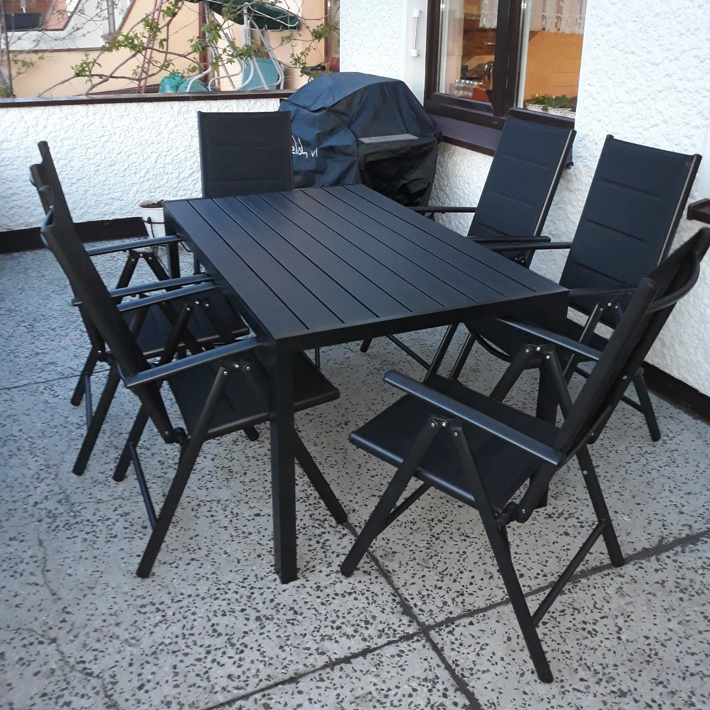 Hliníkový zahradní set Bjørkka Sydney Black pro 6 osob fotografie realizace 2