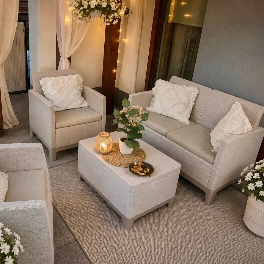 Zahradní sestava Scandi Forma Pebble Grey-Soft Beige/oat - Keter fotografie realizace 1