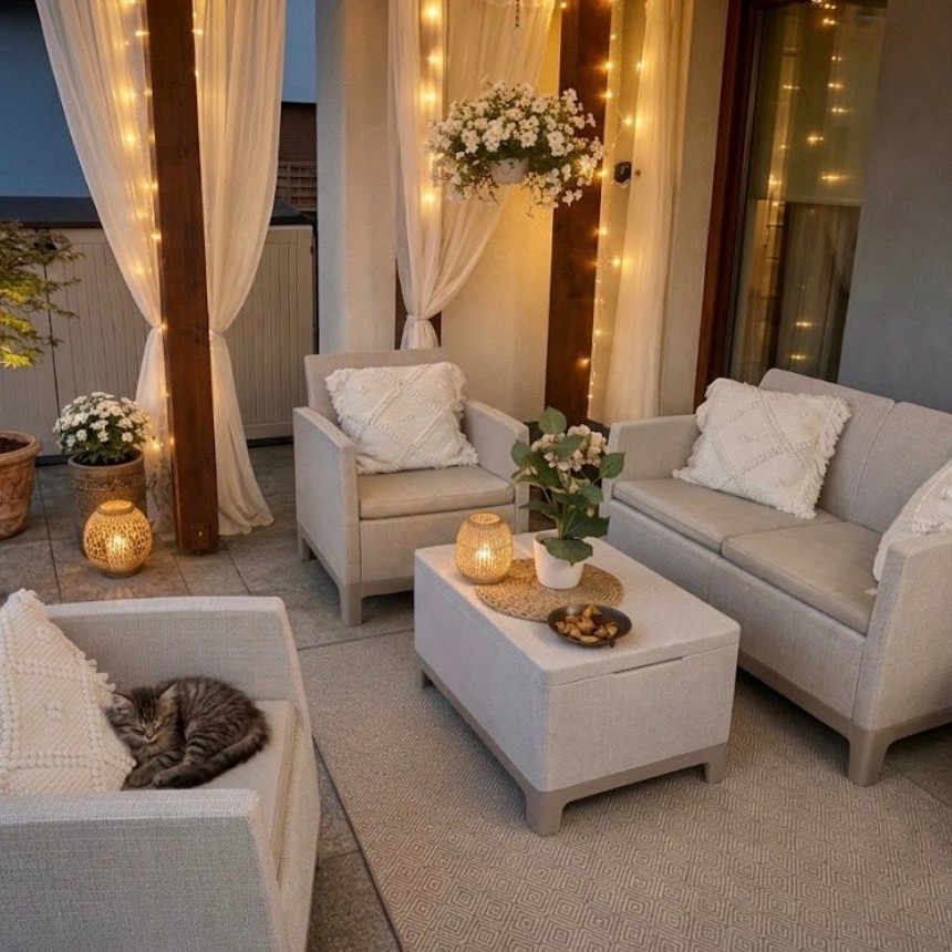 Zahradní sestava Scandi Forma Pebble Grey-Soft Beige/oat - Keter fotografie realizace 2