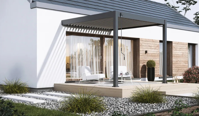 ELEGANCE WALL 3x3 Antracit/světle šedá nástěnná pergola - Gutroof