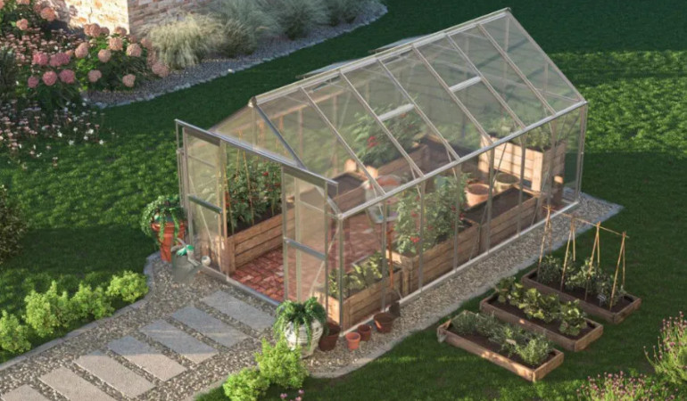 Polykarbonátový skleník Slide-In 244x429cm stříbrný - Cultivo