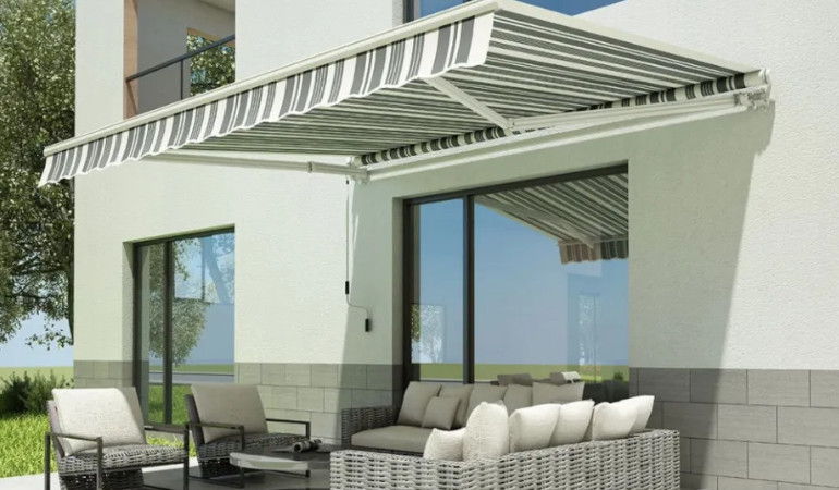 Balkonová markýza CLASSIC 300x250 bílá/šedá - Gutroof