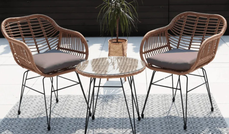 St&oacute;ł i krzesła na balkon KUBU 2+1, Beige od Focus Garden na tarasie 