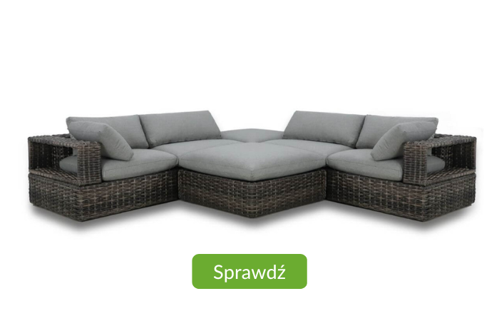 velk&aacute; zahradn&iacute; rohov&aacute; sedac&iacute; souprava v barvě caffe se &scaron;ed&yacute;mi nad&yacute;chan&yacute;mi pol&scaron;t&aacute;ři