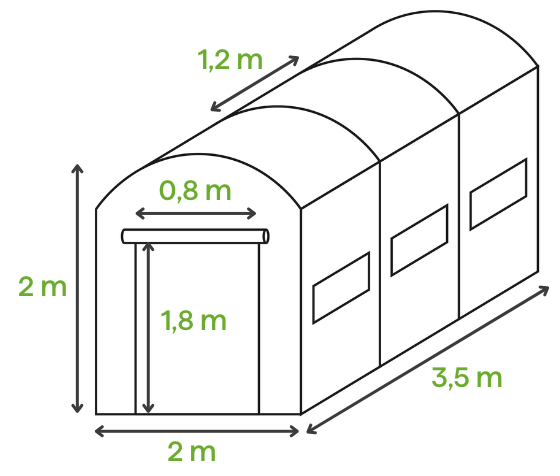 Bílý zahradní tunel Cultivo - rozměry