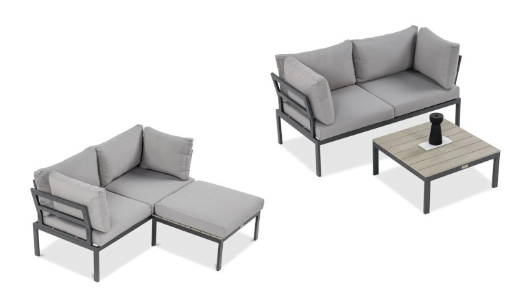 Zahradn&iacute; sada JAVA Light Grey &ndash; FOCUS GARDEN v různ&yacute;ch variant&aacute;ch uspoř&aacute;d&aacute;n&iacute; na b&iacute;l&eacute;m pozad&iacute;